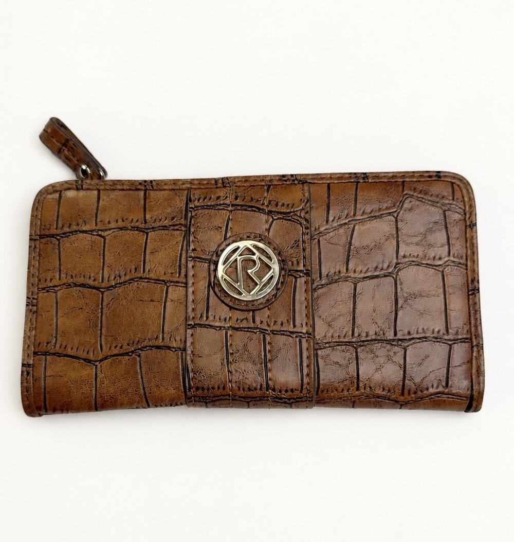 Relic by Fossil Brown Croc Embossed Wallet